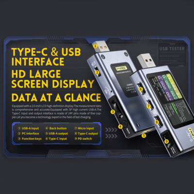 FNB58 Voltage Current Meter Voltmeter Ammeter Type C QC Charge Bluetooth FNIRSI