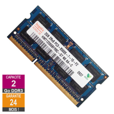 Barrette RAM SODIMM 2Go DDR3 PC3-8500 Hynix - Occasion Fonctionnelle