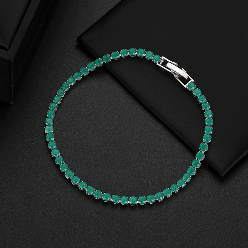 New 3MM Ultra Slim Holiday Women Jewelry Green Citrine Gemstone Silver Bracelets - Picture 3 of 7