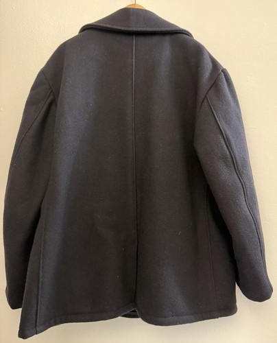 Vintage Schott US 740N Black Wool Pea Coat Jacket Men Size 54 USA Military - Picture 2 of 10