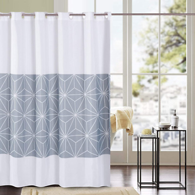 Huiei Hookless Shower Curtain 72x72, White Waffle Hookless Shower Curtain