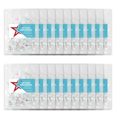 PackFreshUSA 200cc Oxygen Absorber Packs - 100 Pack, Food-Grade & Non-Toxic