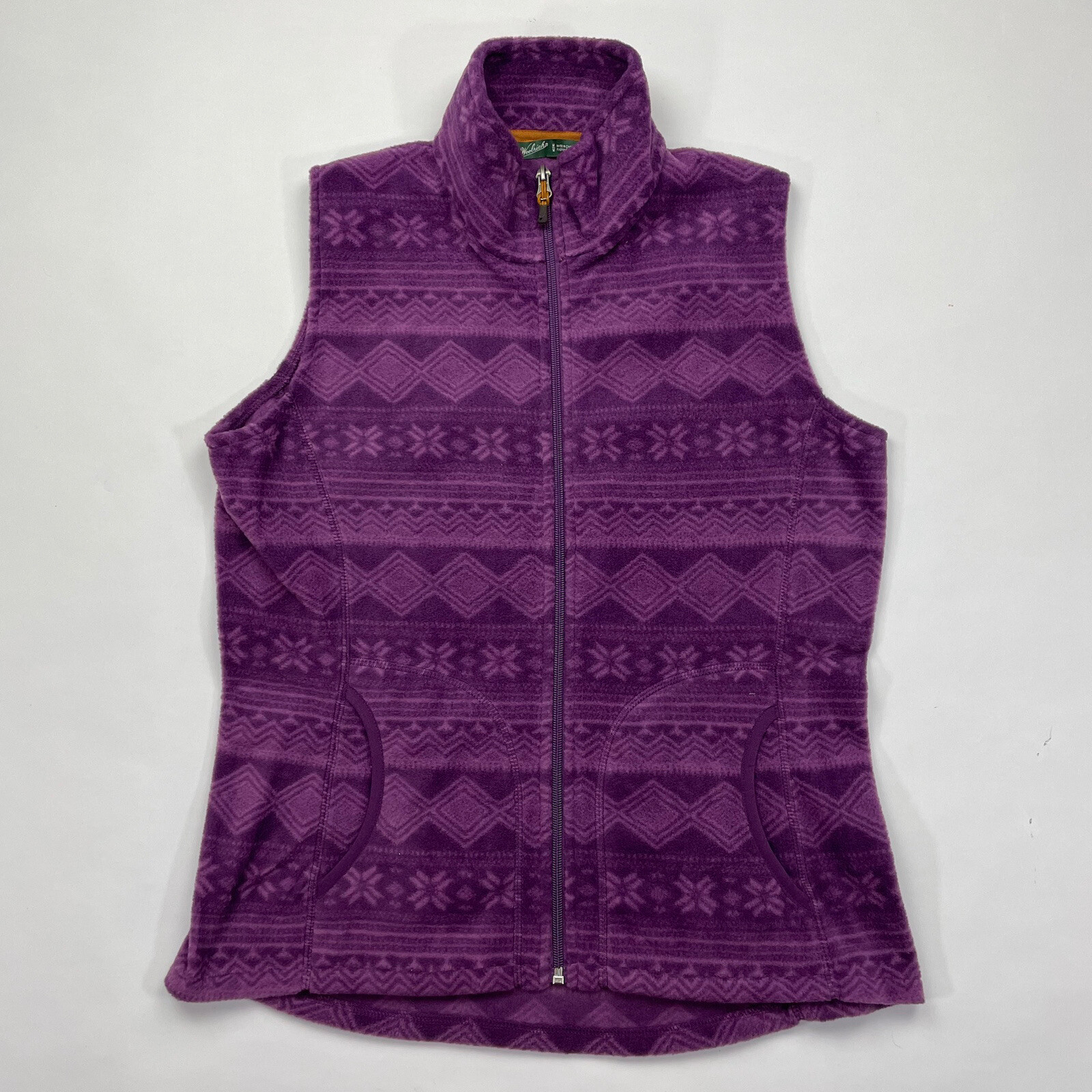 Woolrich Fleece Womens M Vest Eggplant Purple Full Zip Nordic Jacket
