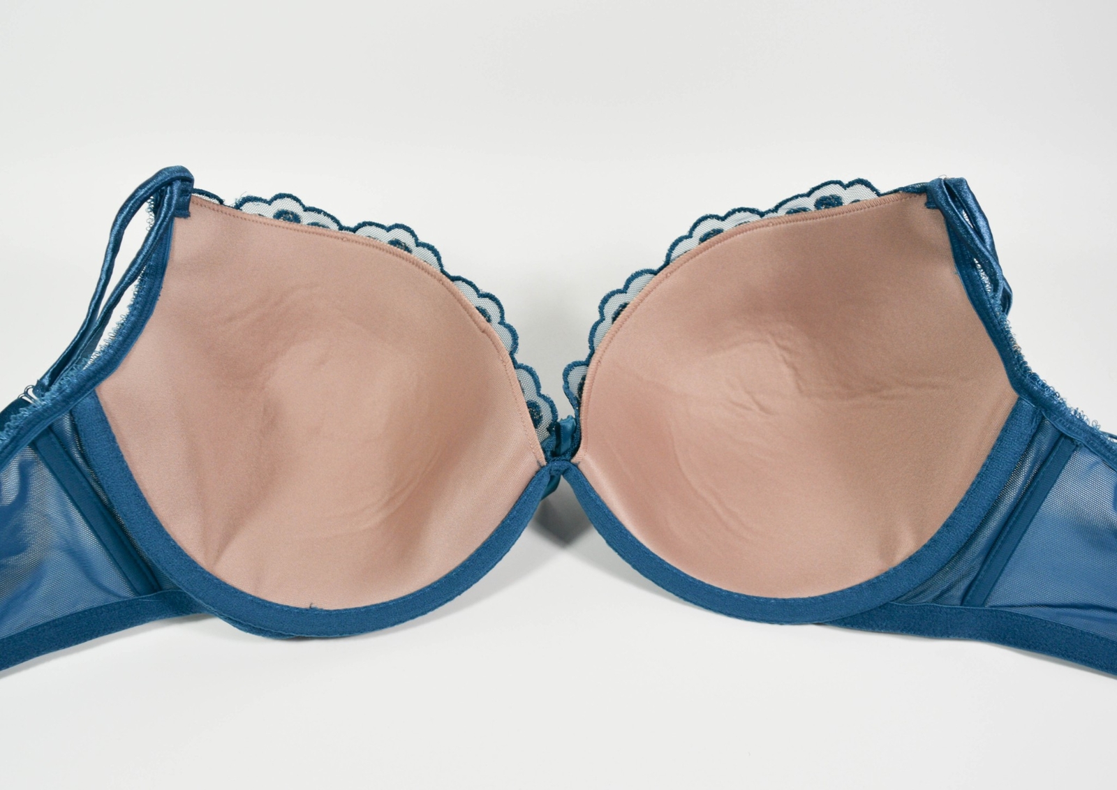 Cacique Teal Ribbon Gold Embroidered Lightly Lined Plunge Underwire Bra ...