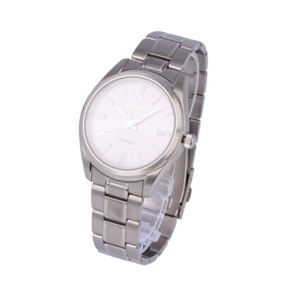 SEIKO SUR369P1 SUR369 Quartz Analog Titanium Silver | eBay