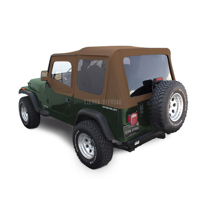 Jeep Wrangler YJ Soft Top, 88-95, Upper Doors, Tinted Windows, Spice Sailcloth
