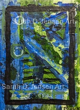 ORIGINAL ACEO Acrylic Abstract Painting Mini Wall Art Decor 2.5x3.5in Signed ATC