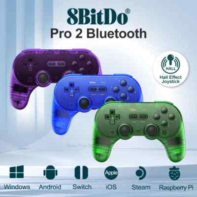 8Bitdo Pro 2 Bluetooth Controller for Switch PC Steam with Hall Effect