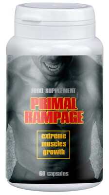 PRIMAL RAMPAGE Original MUSKELAUFBAU 60 Kappen Somatodrol Probolan GH Balance