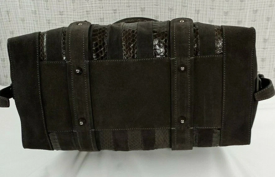 BARBARA BUI BROWN CALF LEATHER SNAKESKIN WOMEN LARGE TOTE BAG WEEK ENDER BAG - Imagem 4 de 4