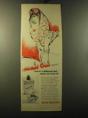 1949 Bourjois Mais Oui perfume Ad - art by Bolegard