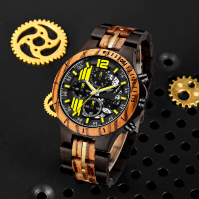 Richwood Men's Wooden Watches Steampunk Engraved Wood