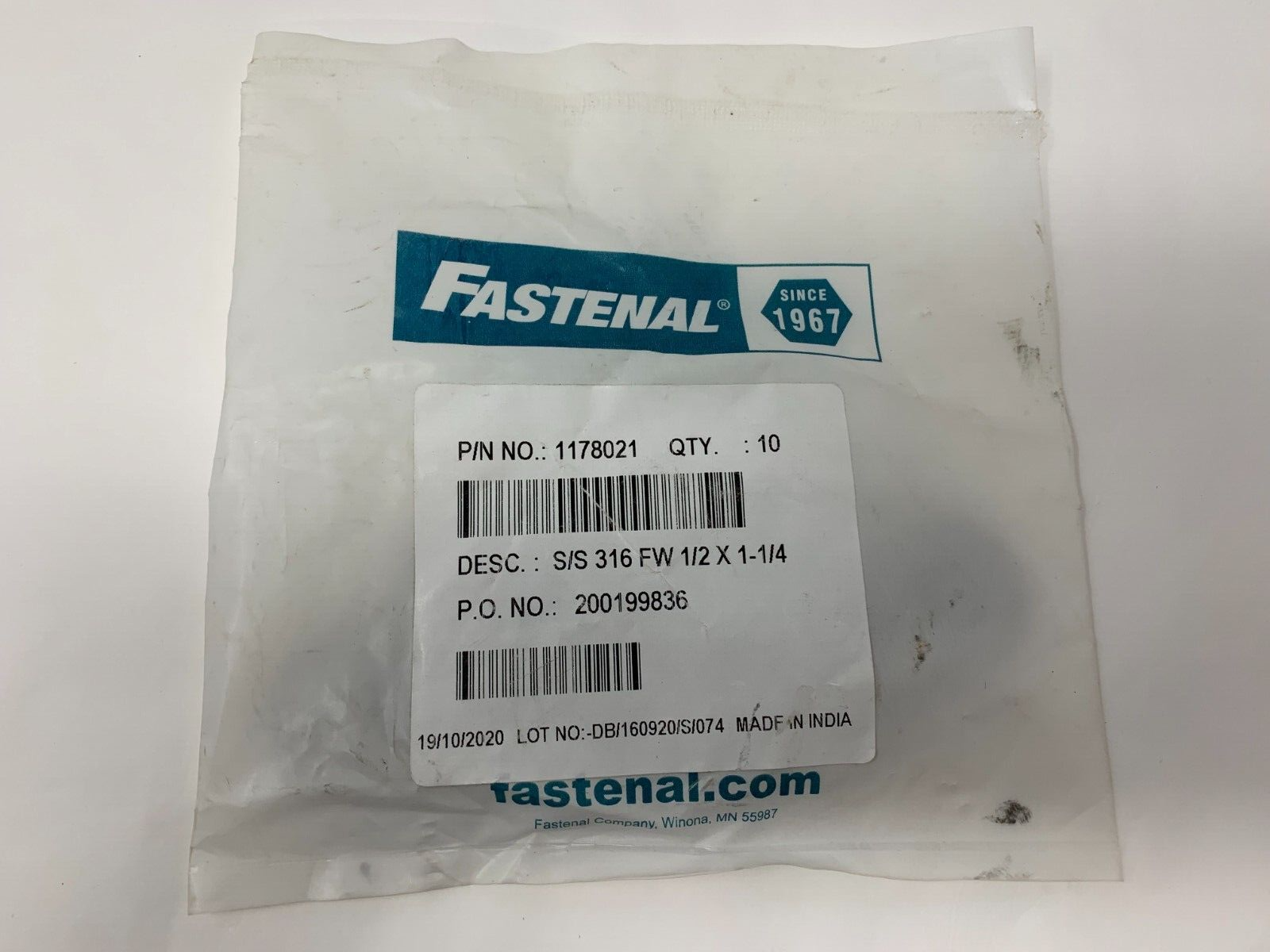 Fastenal 1178021 1/2" 316 Stainless Steel Small OD Flat Washer 10/PKG eBay
