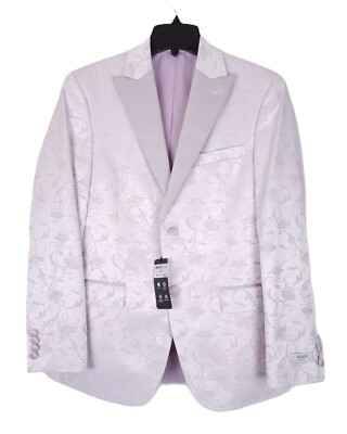 Alfani Mens Slim Fit Evening Jacket Blazer 46L Pink Floral Stretch Sheen NWT