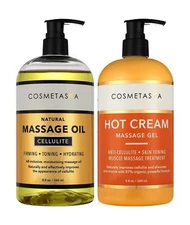 Cellulite Massage Oil & Hot Cream - Natural Cellulite Treatment with Gel & Oi...
