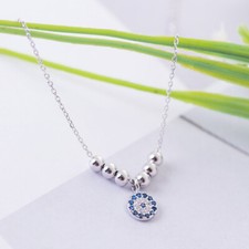 925 Silber Halskette mit Anhänger Evil Eye Nazar‑Amulett Zirkonia Blau Damen
