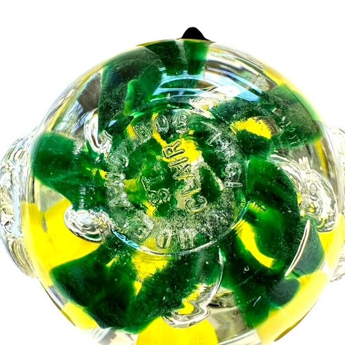 Vintage Joe Hamon St. Clair Glass Teapot Paperweight Yellow Flower, Green Accent - Picture 5 of 9