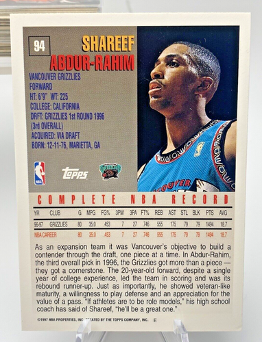 🐳 MEMPHIS GRIZZLIES LOT 38 NBA CARDS BRYANT REEVES SHAREEF ABDUR-RAHIM - Picture 6 of 15
