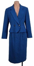 Vintage Pendleton 100 Wool Blazer Jacket Skirt SUIT Hounstooth Plaid Made USA