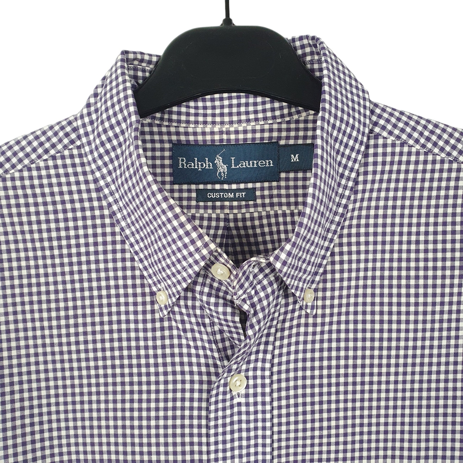RALPH LAUREN Purple Gingham Shirt Custom Fit Long Sleeve Casual Mens M image 2