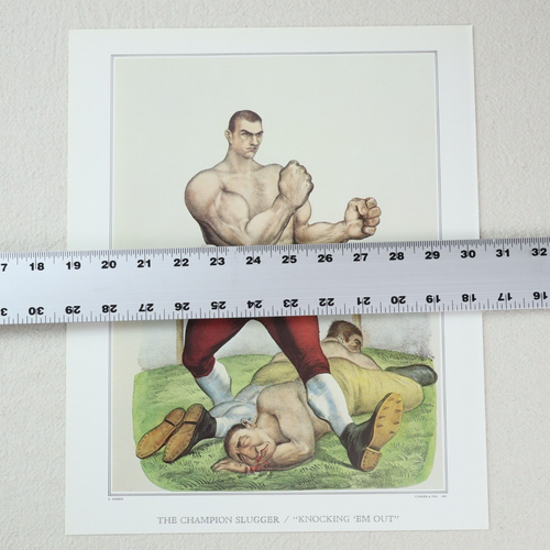 Currier & Ives Vtg Print The Champion Slugger Knocking Em Out Boxing History Art - Picture 3 of 5