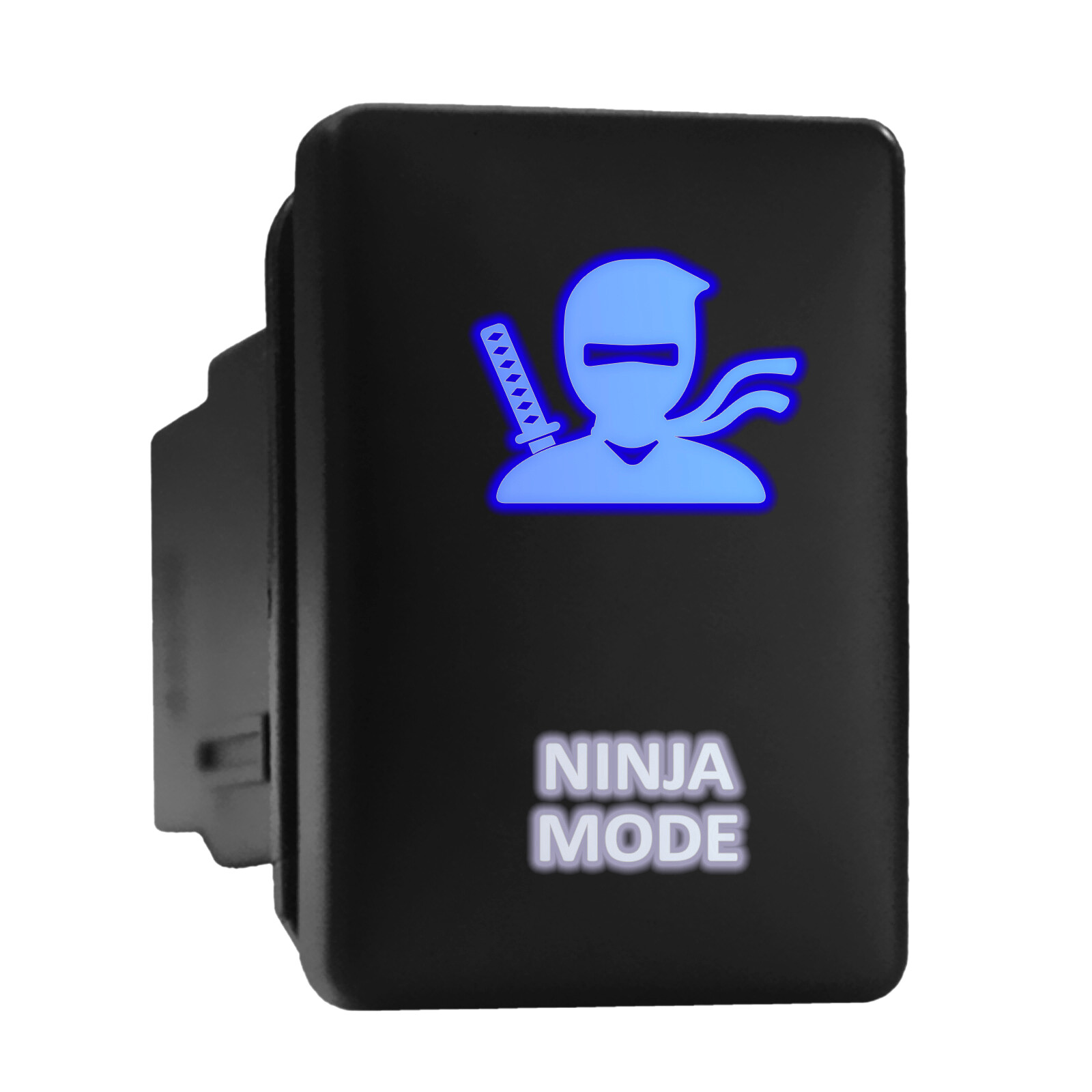 Ninja Mode Blue White LED Backlit Short Push Button 1.28x0.87 for Toyota
