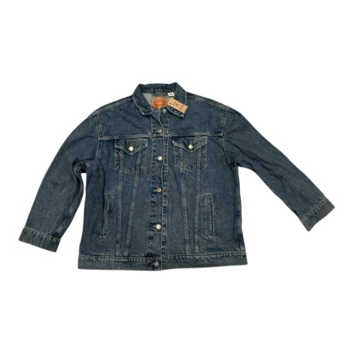 NWT Levi's Womens Ex-Boyfriend Trucker Jacket Relaxed Fit Long Sleeve Indigo XL