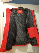 Mens Fleece Lined Red Hooded Jacket Small
