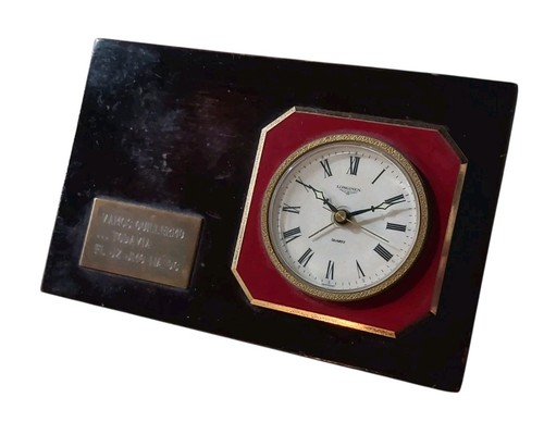 VINTAGE 1970 RARE LONGINES GERMAN DESK ENAMELED ALARM CLOCK WORKING