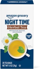 Amazon Grocery, Night Time Herbal Tea, Caffeine Free, 1.1 Oz, 20 Ct (Previously 