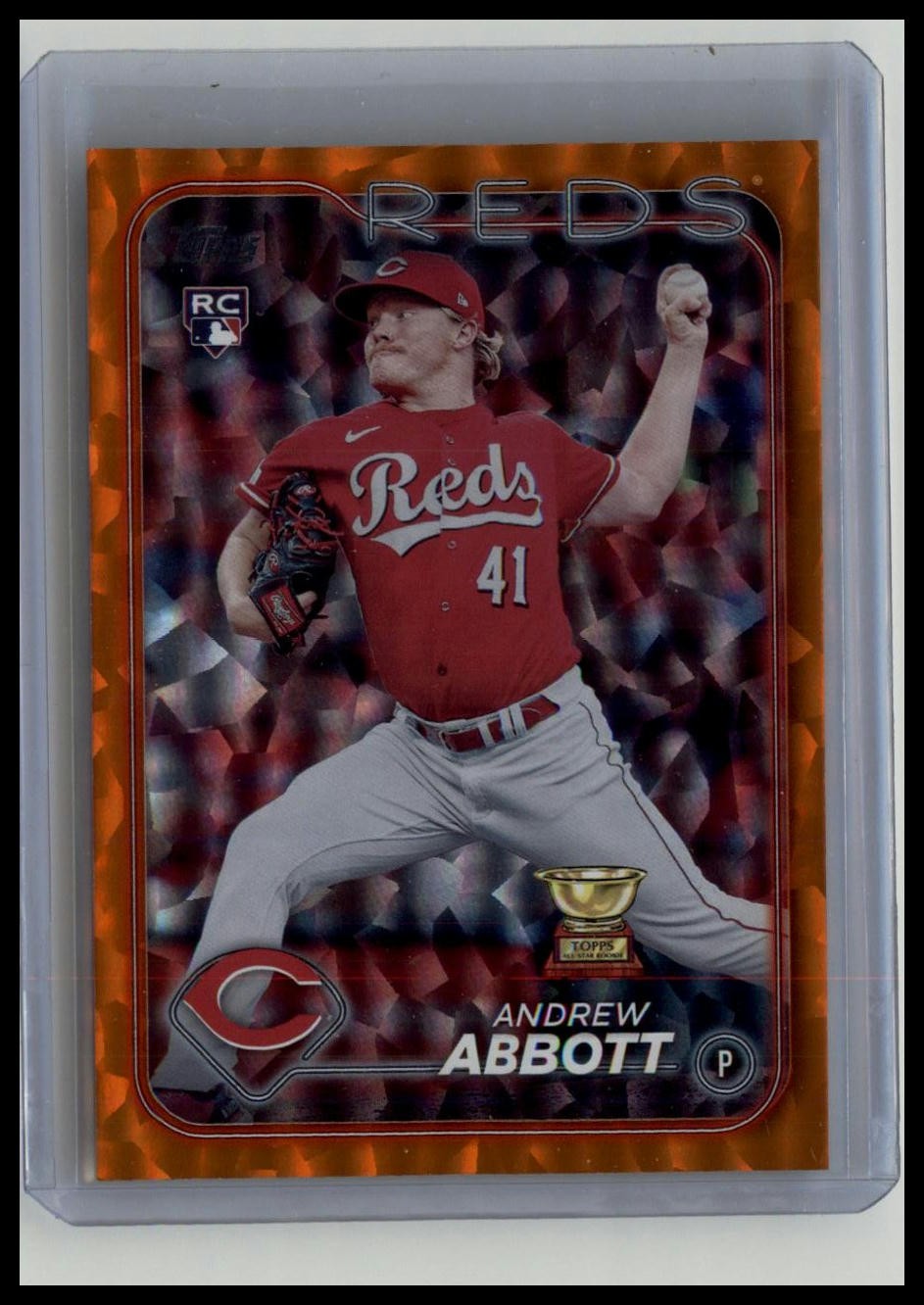 2024 Topps #214 Andrew Abbott Orange Crackle Foil #/299 (RC)