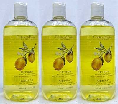 3 Crabtree Evelyn CITRON Cleasing Bath Shower Gel 16.9 oz