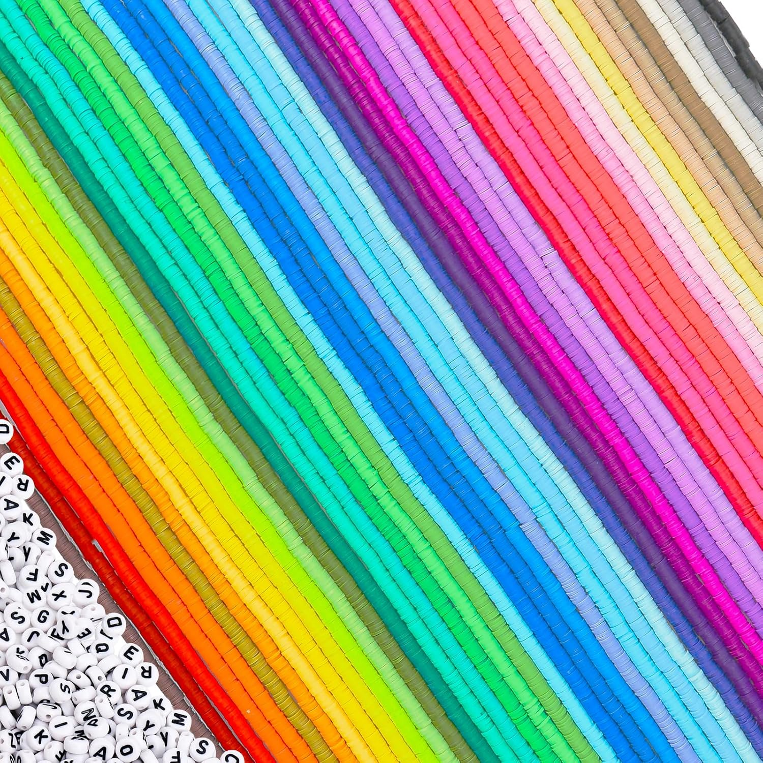 50 Colorful Preppy Polymer Clay Heishi Beads for Trendy Bracelets and Necklaces