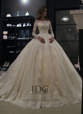 Top quality long sleeve off shoulder wedding dress wedding dress 32-60 sequins