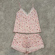 Victorias Secret Lace Lingerie 2-pc Set Cami Short Sweetheart Satin Pajama Sz S