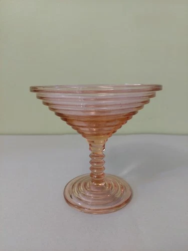 Vintage Anchor Hocking Pink Manhattan Glass Compote.  1938-1943.  No Damage.
