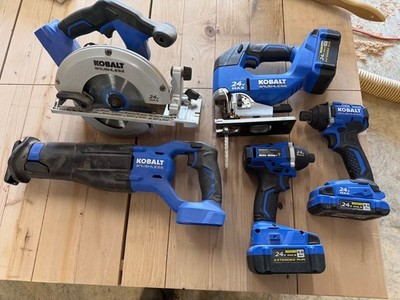 Kobalt 24v power tools, batteries, and charger