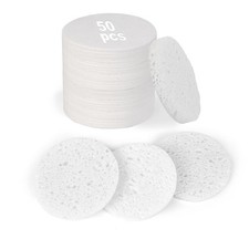 50-Count Compressed Facial Sponges,100 Natural Cellulose Cosmetic Make Up Sp...