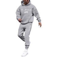 Mens Cotton Blend 2-Piece Hoodie and Sweat Pant Sweat Jogging Gym Sport Suit Set