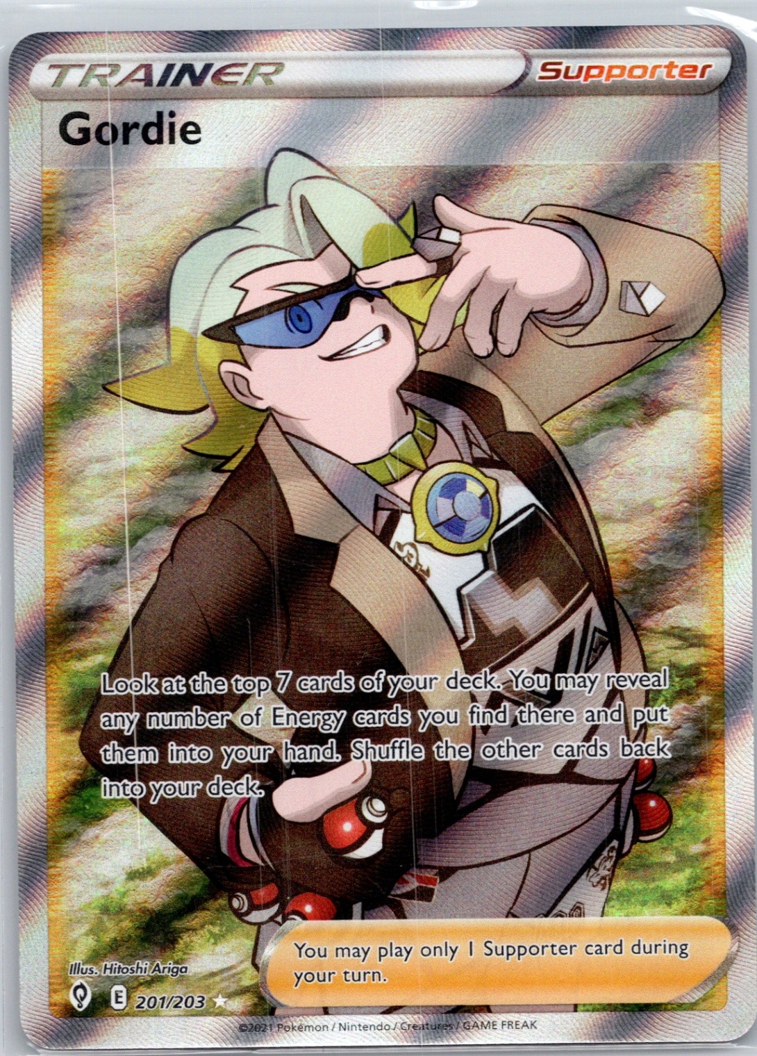 Gordie (Full Art) Holo Ultra Rare SWSH07: Evolving Skies 201/203 NM