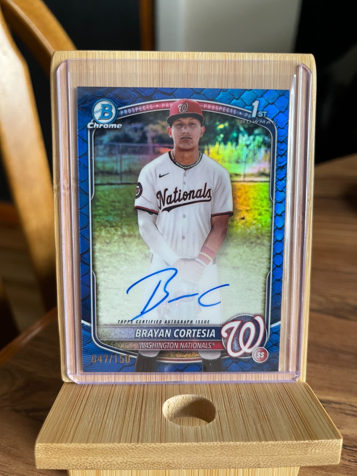 2025 Bowman Chrome 1st Prospect Brayan Cortesia Auto #CPA-BC Blue Reptile /150