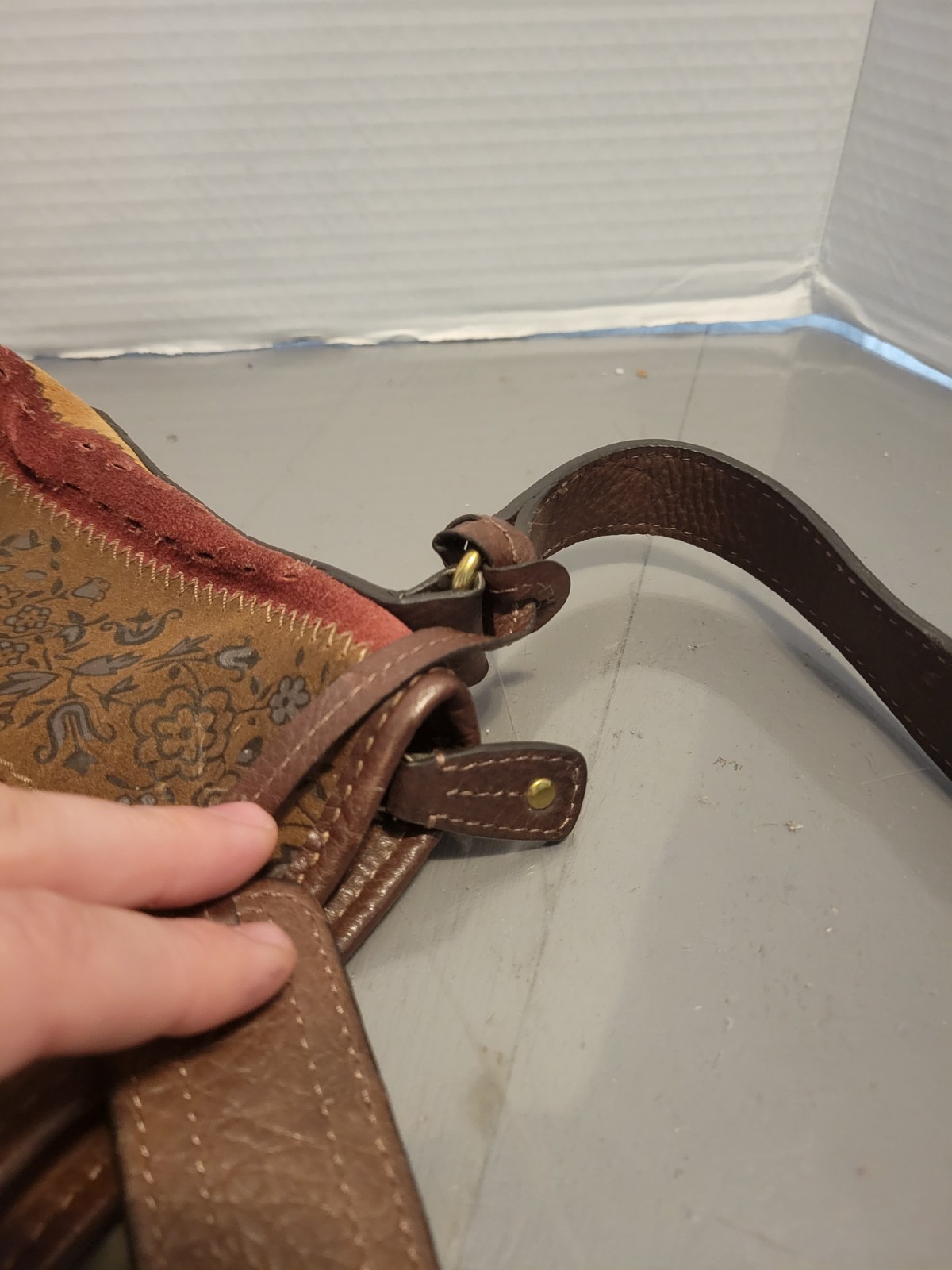 Fossil Patchwork Suede Shoulder Bag Multicolor Mi… - image 13