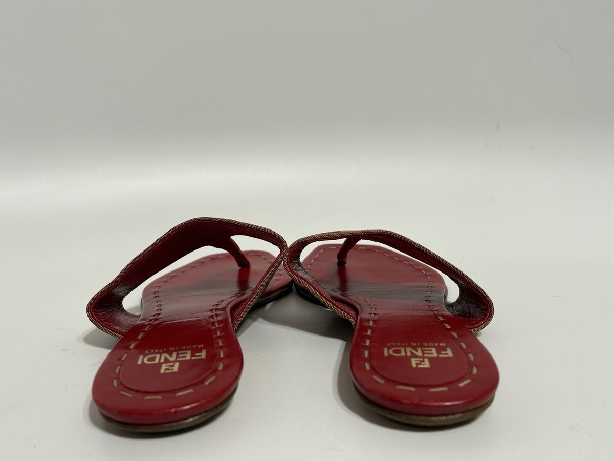 Vtg Fendi Red Zucca Monogram Canvas Sandals 36 | eBay