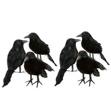 6PCS Halloween Crow Prop Realistic Raven Feathered Spooky Party Home Store Decor