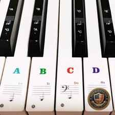 Piano Keyboard Stickers for 88/61/54/49/37 Key Learning - Large Letters