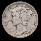 90% Silver - 1943 Mercury Dime Circulated - 03-22