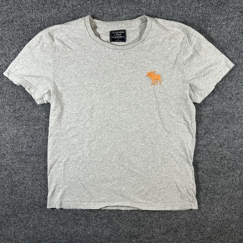 Abercrombie & Fitch, Vintage Abercrombie & Fitch T Shirt Mens Small Gray Moose Logo Crew Neck Tee