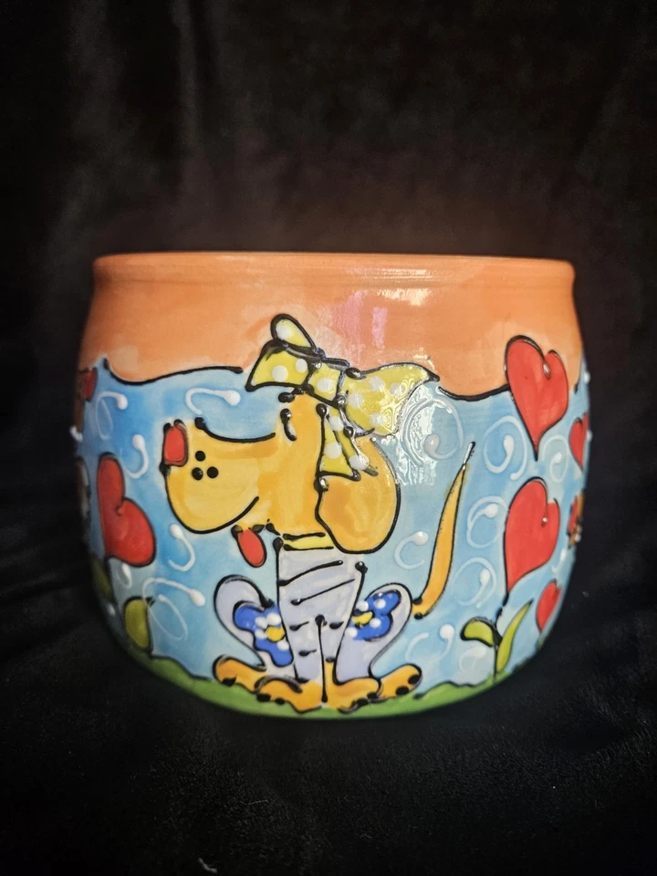 Tarro de cerámica pintado a mano Debby Carman Bow-Wow-Zers para perros Foto 3 de 4