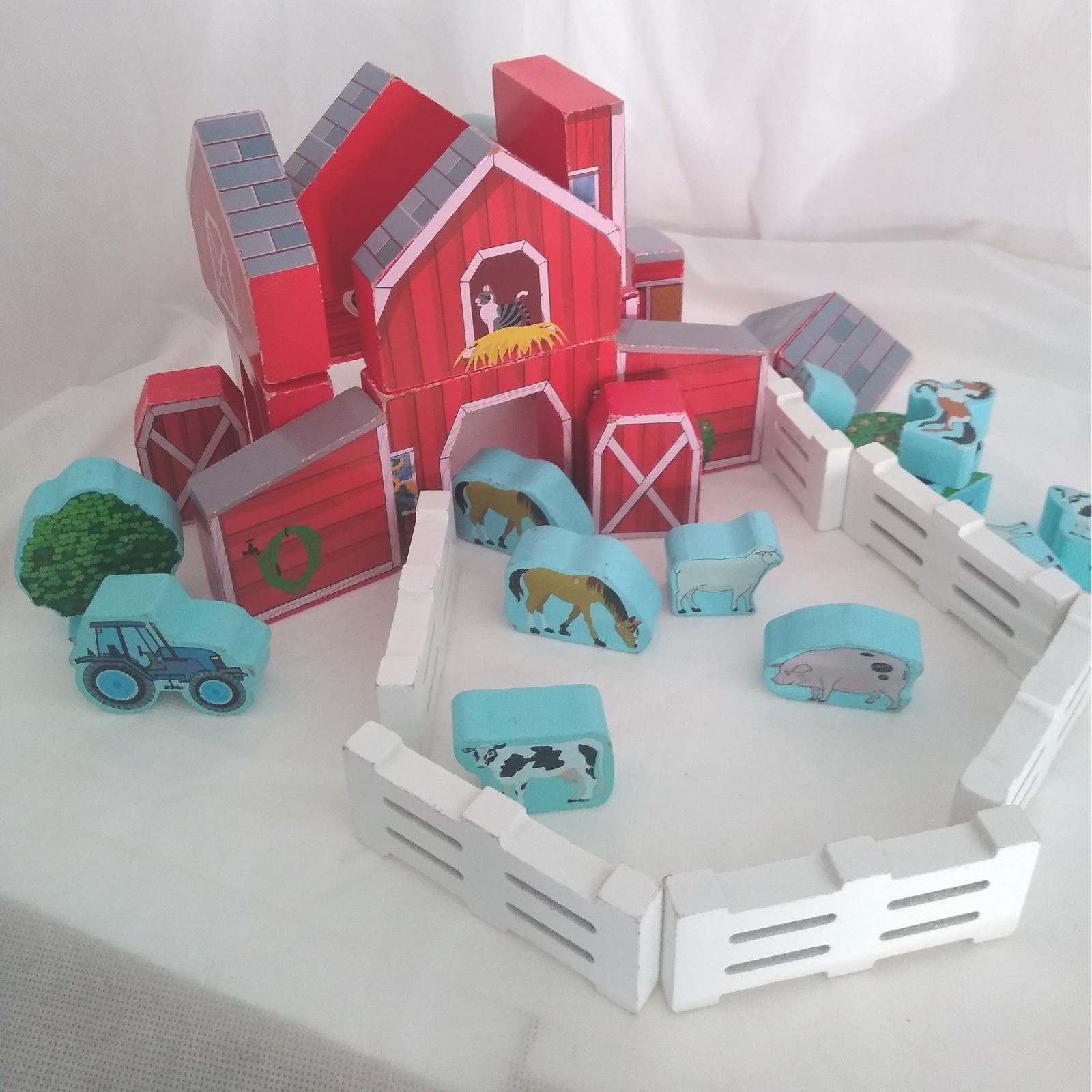 36 Pc Barn Animals Tractor Crate