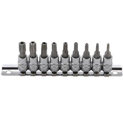 BGS TECHNIC JEU 9 DOUILLES A EMBOUTS TORX MALES PERCES RESISTORX T10 à T50 POUR CLIQUET 1/4